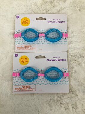 Sun Squad Pink & Blue Toddler Swim Goggles New 2 pr Swim Beach Fun